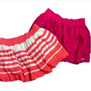 Hollister x2 Bundle Pink, Coral and White Striped Mini Skirts Size Medium